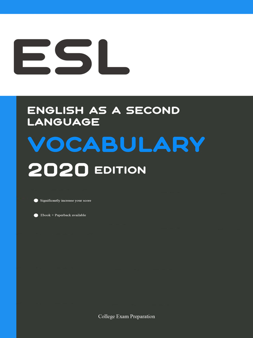 Cover image for English as a Second Language (ESL) Vocabulary 2020 Edition [Engels Leren Ebook]